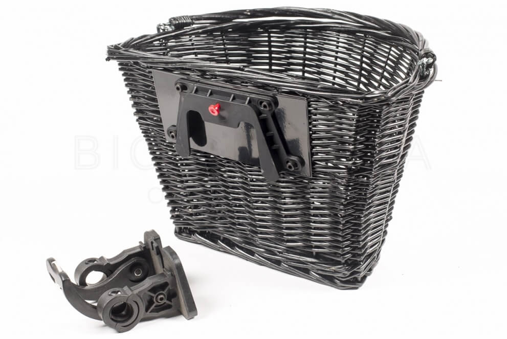 Comprar Cesta de mimbre para Bicicleta con asa con sistema KlickFix Negro